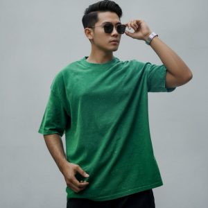 acid wash drop shoulder green