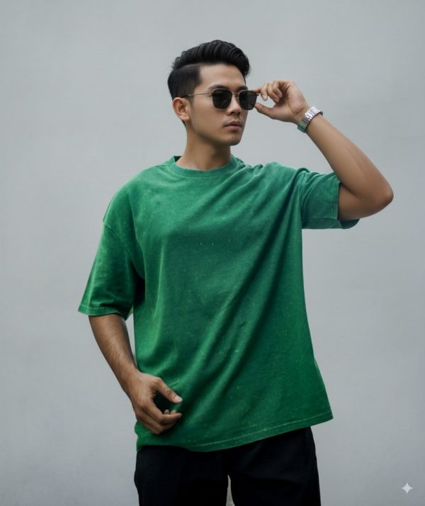acid wash drop shoulder green
